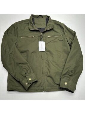 Olive Green Men's CROSS & CROWN Jacket With Snap Button Cuffs & Front Zipper Poc
